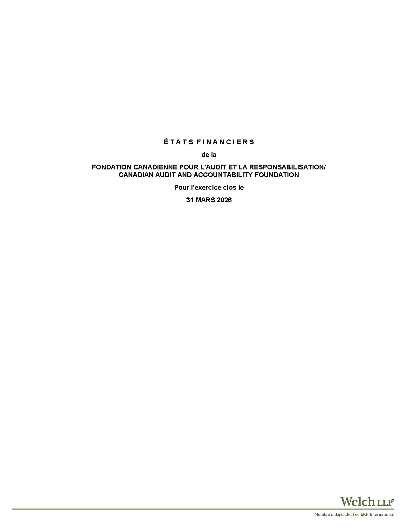 Front page Financial Statements FR 25 26