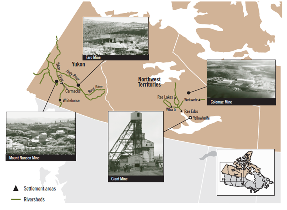 Map Showing Mining Sites Visited During an Audit