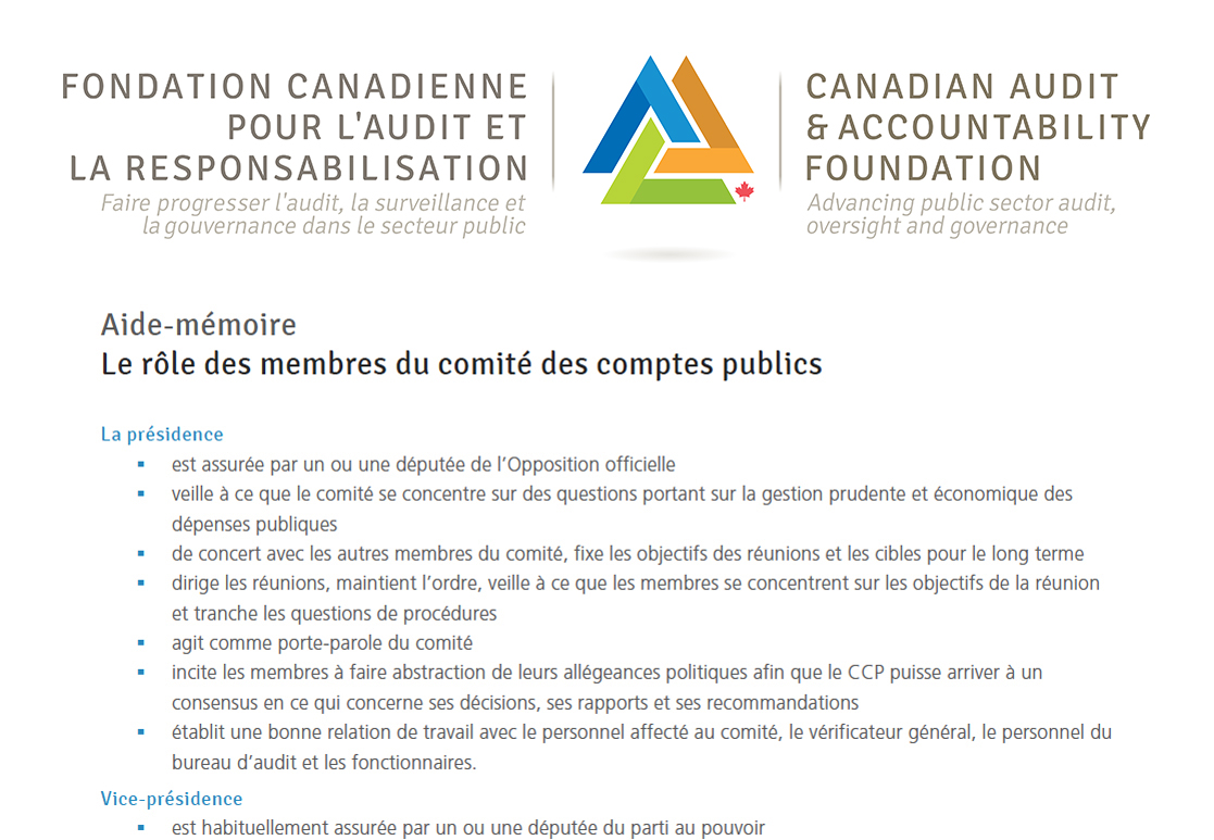 Le rôle des membres du comité des comptes publics