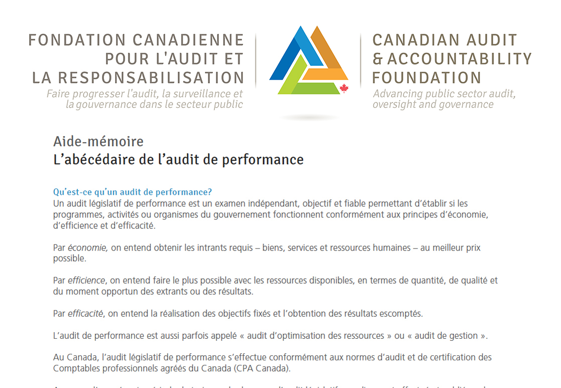 L’abécédaire de l’audit de performance