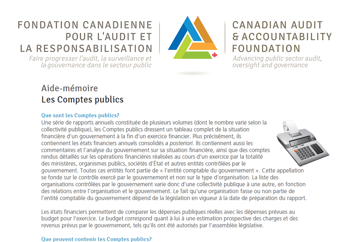 Les Aide Mémoire Fondation Canadienne Pour Laudit Et La Responsabilisation 